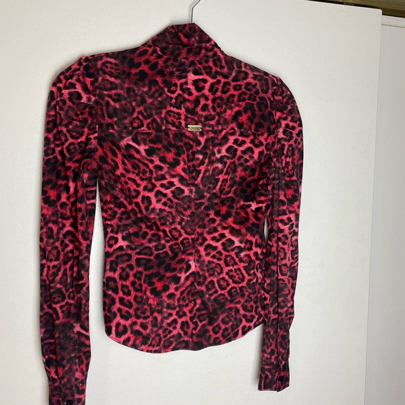 Vintage Pink Bow Puff Sleeves Animal Print Shirt 100% cotton - Picture 7 of 9